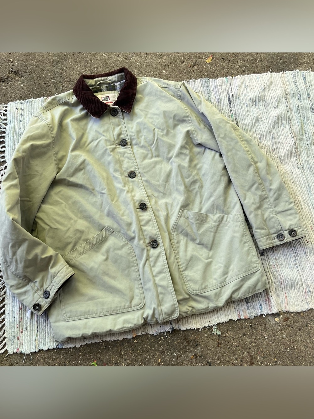 Vintage Faded Glory Field Barn Chore Coat Corduroy Trim